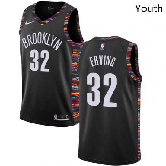 Youth Nike Brooklyn Nets 32 Julius Erving Swingman Black NBA Jersey 2018 19 City Edition